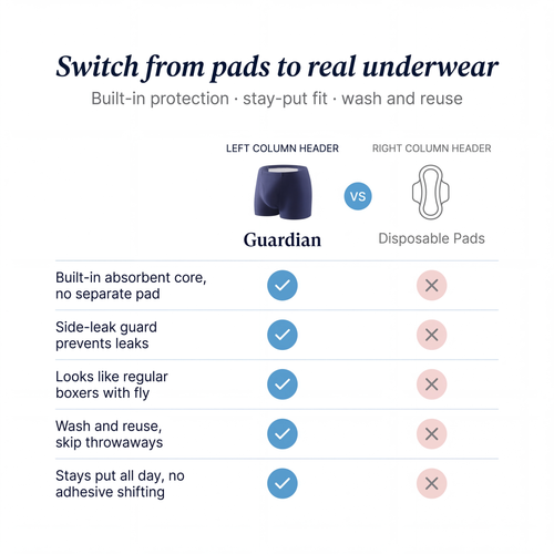 Guardian Men's Ultra-Absorbent Incontinence Boxer Briefs